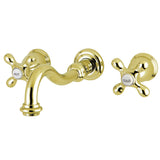 Vintage Two-handle 3-Hole Wall Mount Bathroom Faucet