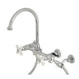 Wall Mount Bridge Kitchen Faucet with Brass Sprayer