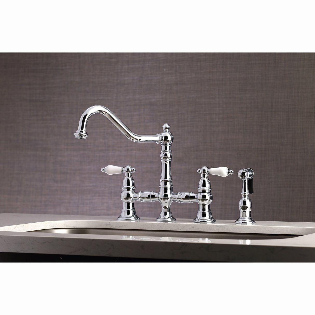 Restoration 8" Bridge Kitchen Faucet With Sprayer