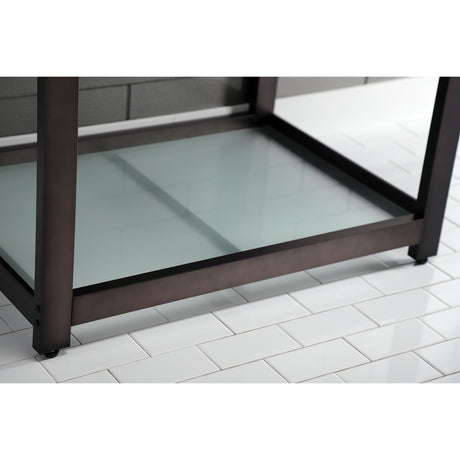 31" x 22" Ceramic Console, Includes steel bathroom console and glass shelf (4 - Inch, 3 - Hole) - BUILDMYPLACE