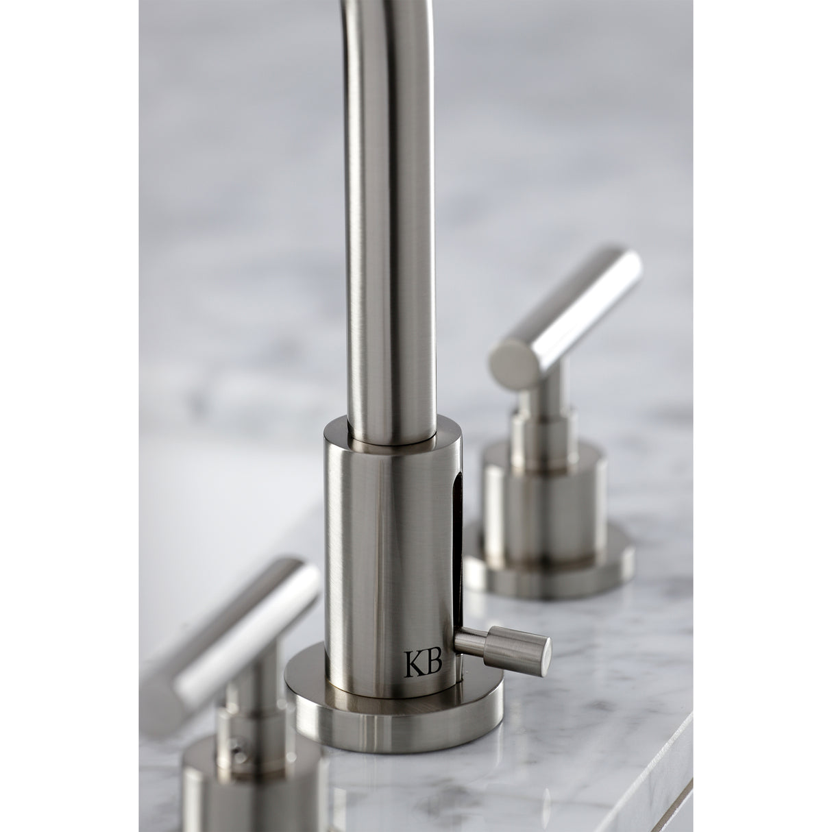 Manhattan Modern Widespread Bathroom Faucet with Brass Pop-Up