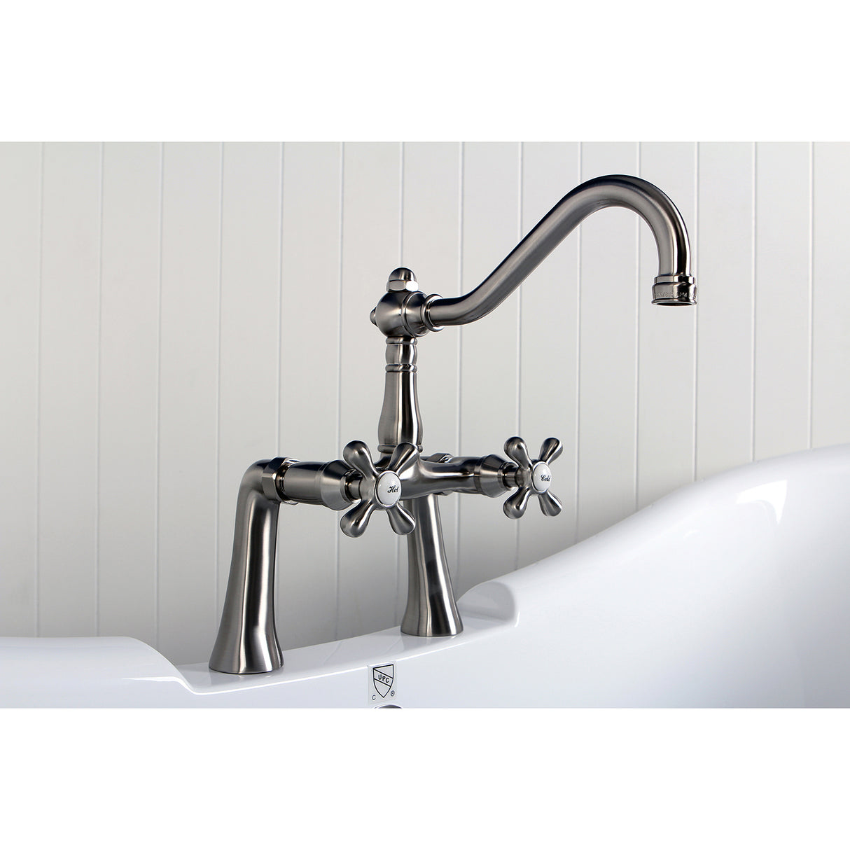 Restoration 7" Center Deck Mount Clawfoot Tub Faucet In Solid Brass Construction