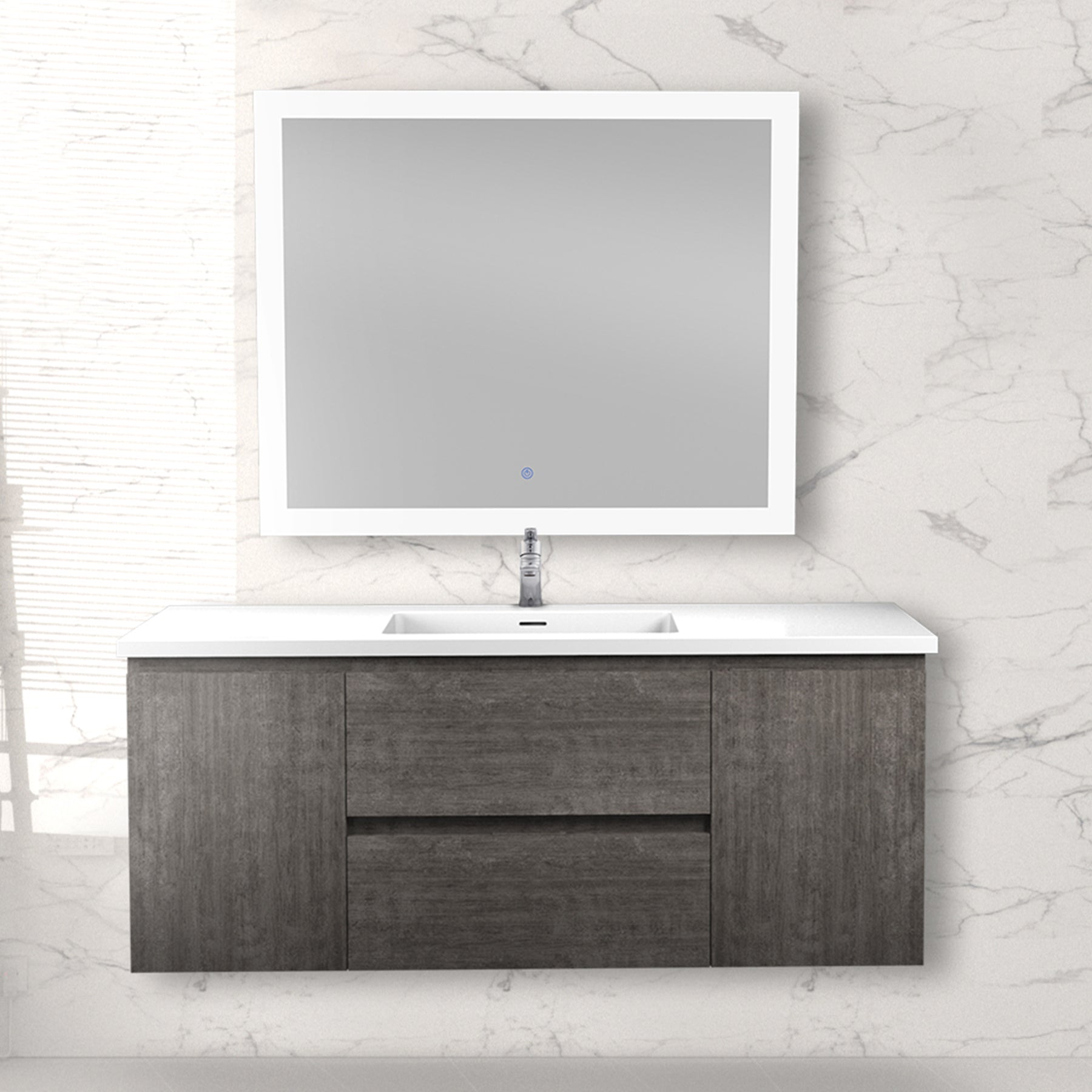 Modern 39 Floating Black Bathroom Vanity Stone Top Wall Mounted Bathroom  Cabinet