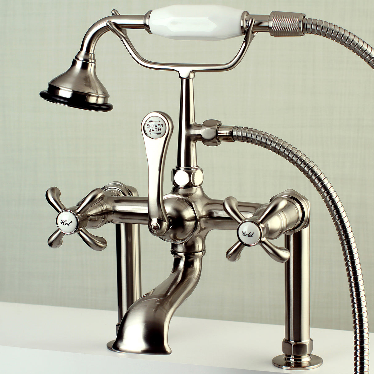 Aqua Vintage French Country Deck Mount Clawfoot Tub Faucet