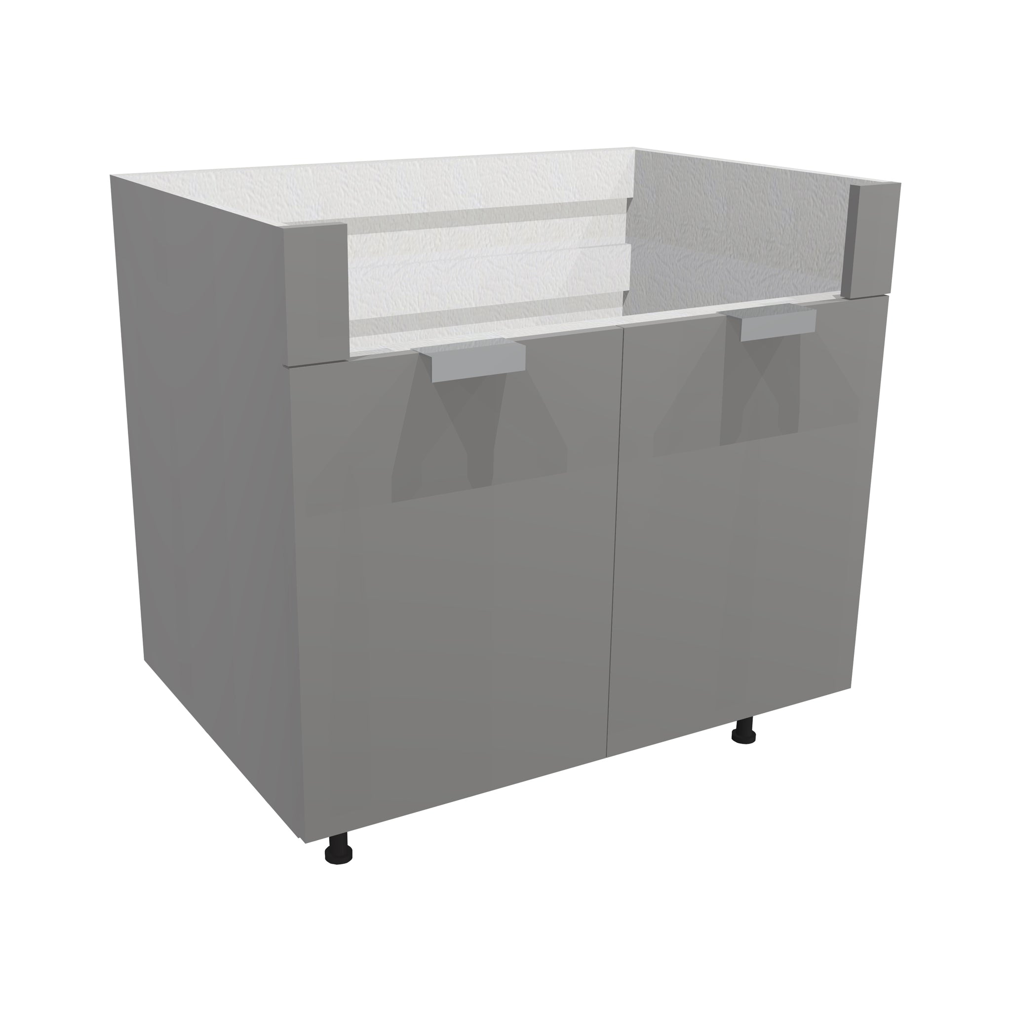 RTA - Glossy Grey - Farm Sink Base Cabinet | 33"W x 34.5"H x 24"D