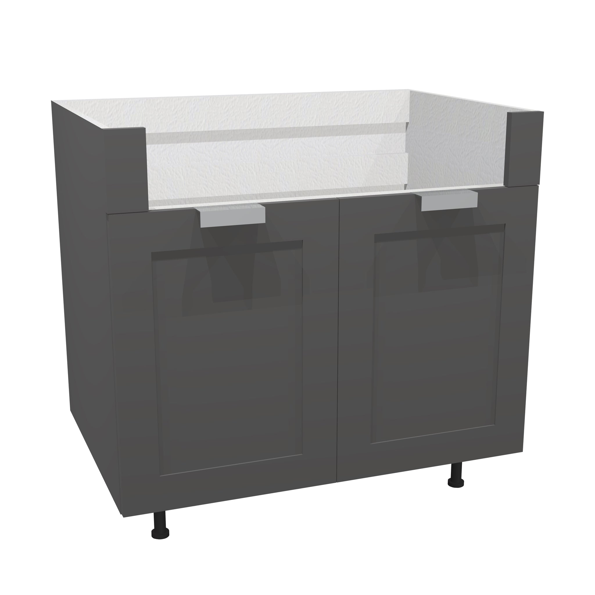 RTA - Grey Shaker - Apron Sink Base Cabinet | 36"W x 30"H x 23.8"D