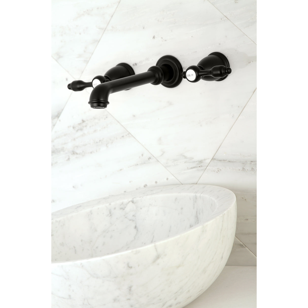 Tudor Two-Handle Wall Mount Bathroom Faucet