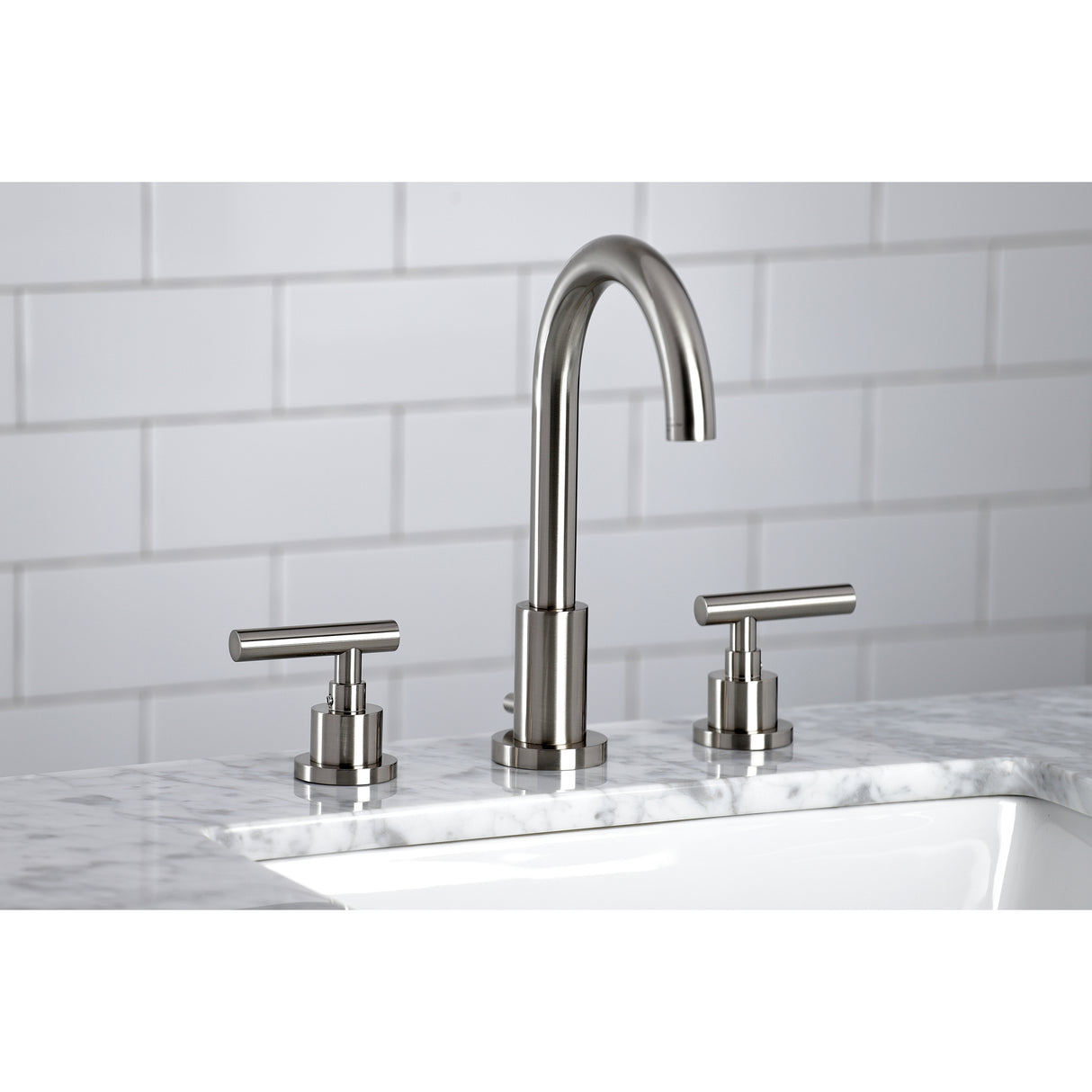 Modern Widespread Bathroom Faucet with Brass Pop-Up