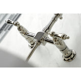 Heritage Two Handle Wall Mount Bridge Kitchen Faucet With Side Brass Sprayer