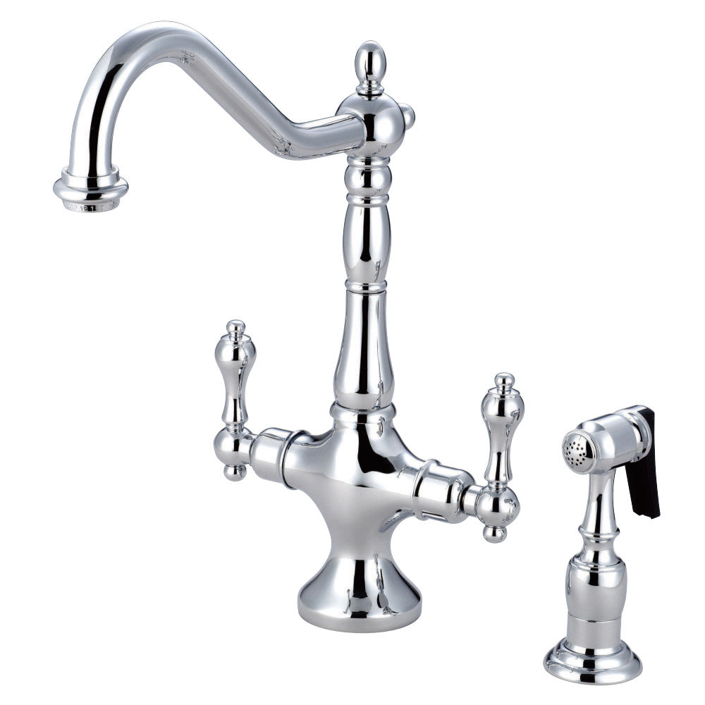 Heritage Two Handle Kitchen Faucet W/ Brass Sprayer