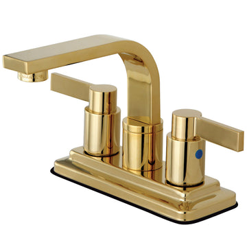 NuvoFusion 4 In. Centerset 2-Hole Double Handle Deck Mount Bathroom Sink Faucet With brass push pop-up