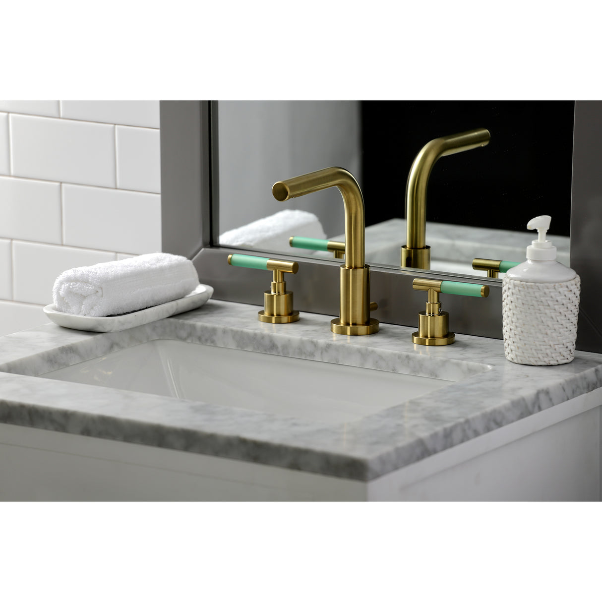 Widespread Bathroom Faucet with Brass Pop-Up