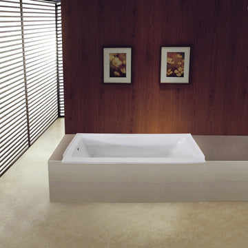 60-Inch Drop In Acrylic Tub with Reversible Drain Hole, White
