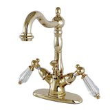 Wilshire Two-Handle Single Hole Deck Mount Bathroom Sink Faucet with Brass Pop-Up and Cover Plate