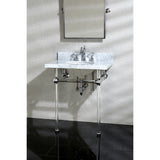 Templeton 30" x 22" Carrara Marble Bathroom Console Vanity with Acrylic Pedestal