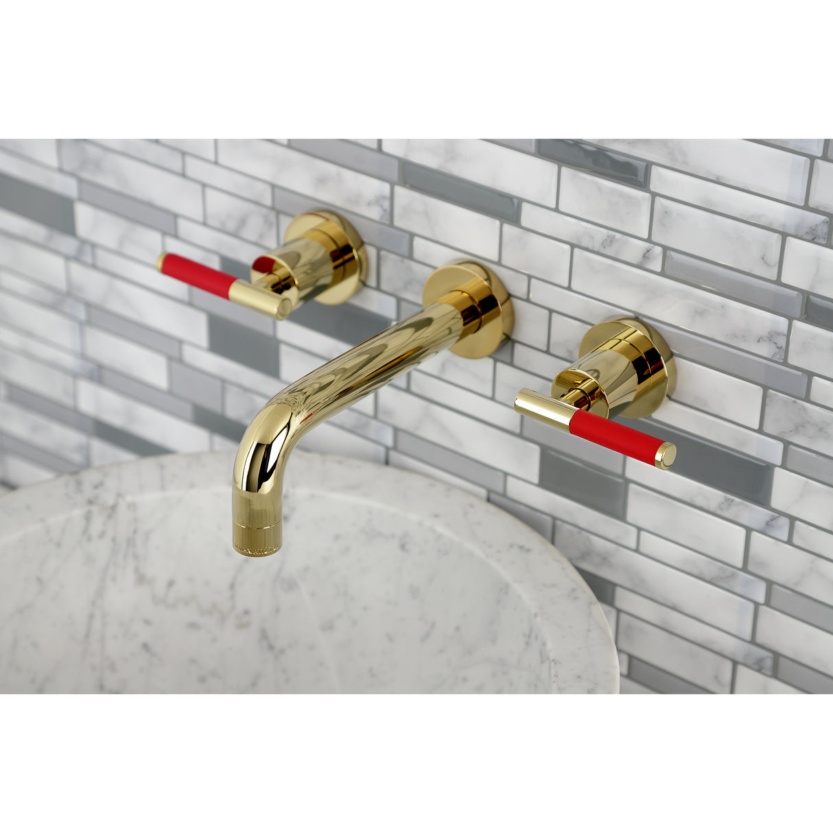 Kaiser Two Handle 3-hole Wall Mount Bathroom Sink Faucet