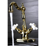 Heritage Two-handle Single Hole Deck Mount Bathroom Sink Faucet with Brass Pop Up & Cover Plate