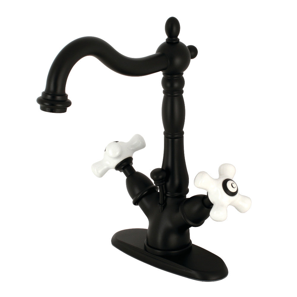 Heritage Two-handle Single Hole Deck Mount Bathroom Sink Faucet with Brass Pop Up & Cover Plate