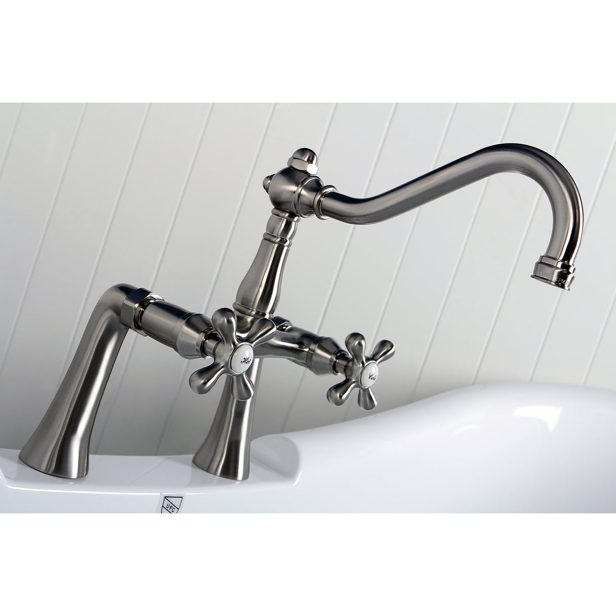 Restoration 7" Center Deck Mount Clawfoot Tub Faucet In Solid Brass Construction