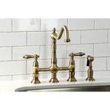 Heritage Bridge Kitchen Faucet with Brass Sprayer