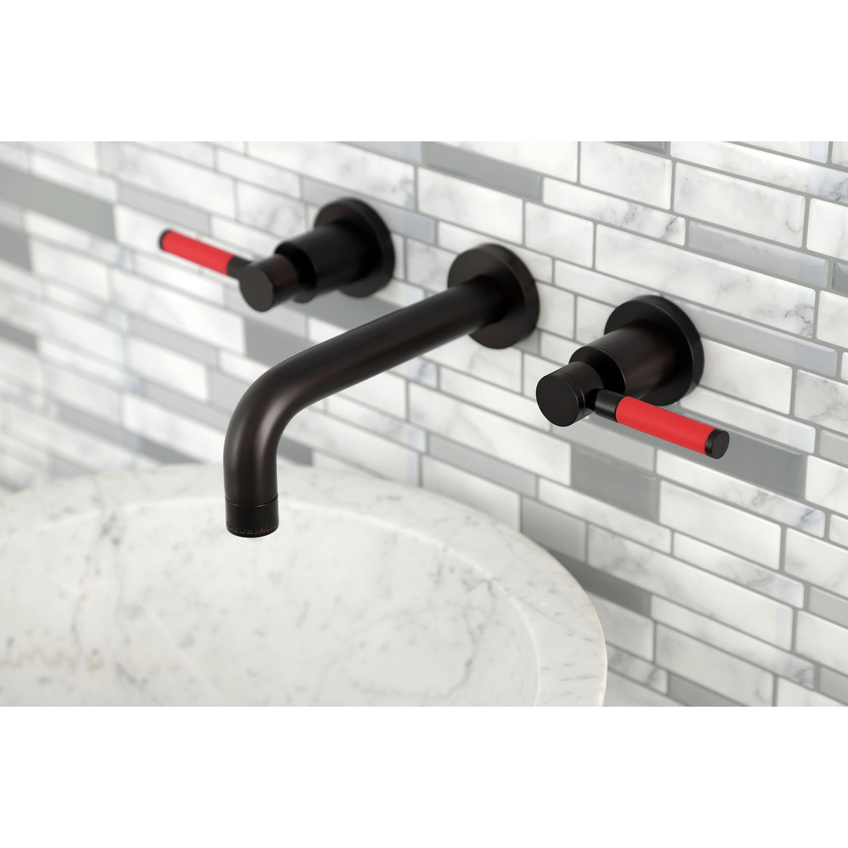 Kaiser Easy To Clean Two Handle Wall Mount Bathroom Faucet