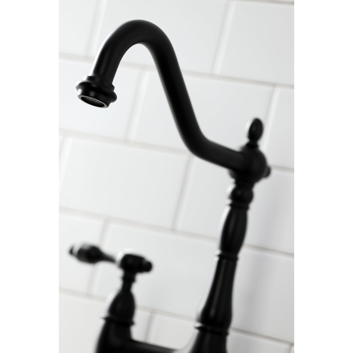 Tudor 8 Inch Center Kitchen Faucet With Brass Sprayer