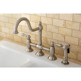 Restoration Bridge Kitchen Faucet With Brass Sprayer In 8.5" Spout Height