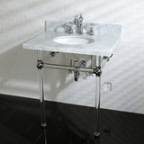 Templeton 30" x 22" Carrara Marble Bathroom Console Vanity with Acrylic Pedestal