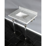 Templeton 30" x 22" Carrara Marble Vanity Top with Clear Acrylic Console Legs