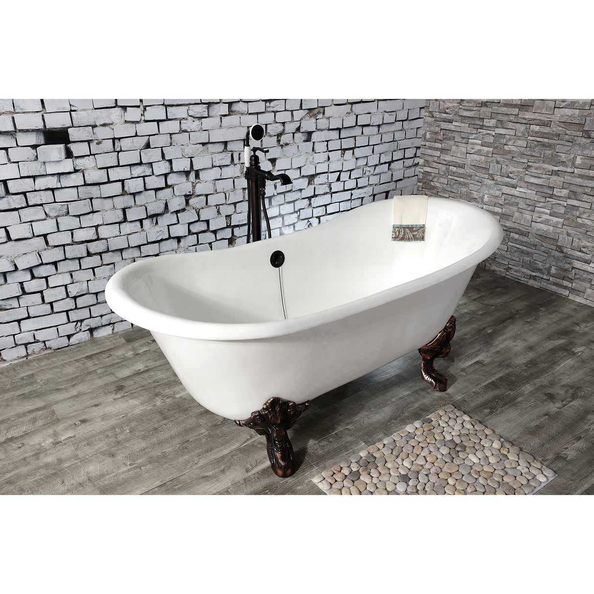 Cast Iron Double Slipper Clawfoot Tub (No Faucet Drillings)