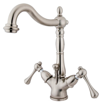 Heritage Two Handle Single Hole Deck Mount Bathroom Sink Faucet with Brass Pop Up And Cover Plate