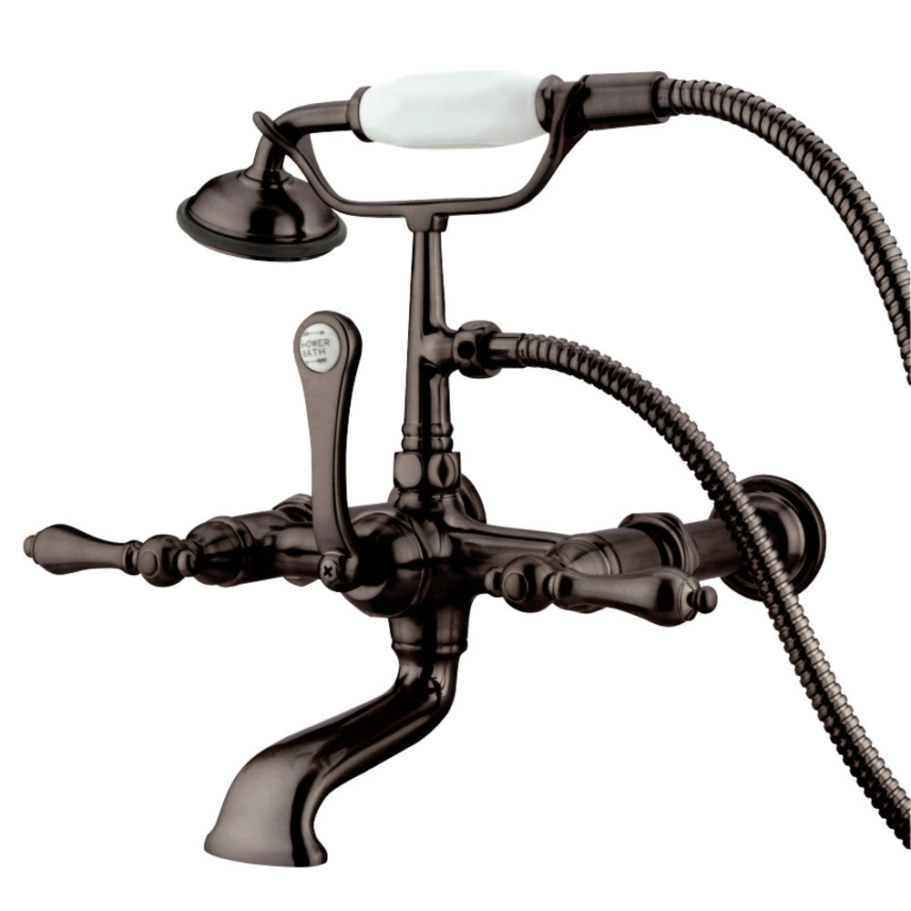Vintage 7" Spread Wall Mount Leg Tub Filler With Hand Shower