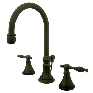 Governor 8 In. Widespread Two-handle 3-Hole Deck Mount Bathroom Sink Faucet with Brass Pop-up