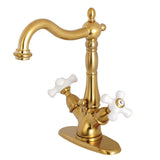 Heritage Two-handle Single Hole Deck Mount Bathroom Sink Faucet with Brass Pop Up & Cover Plate