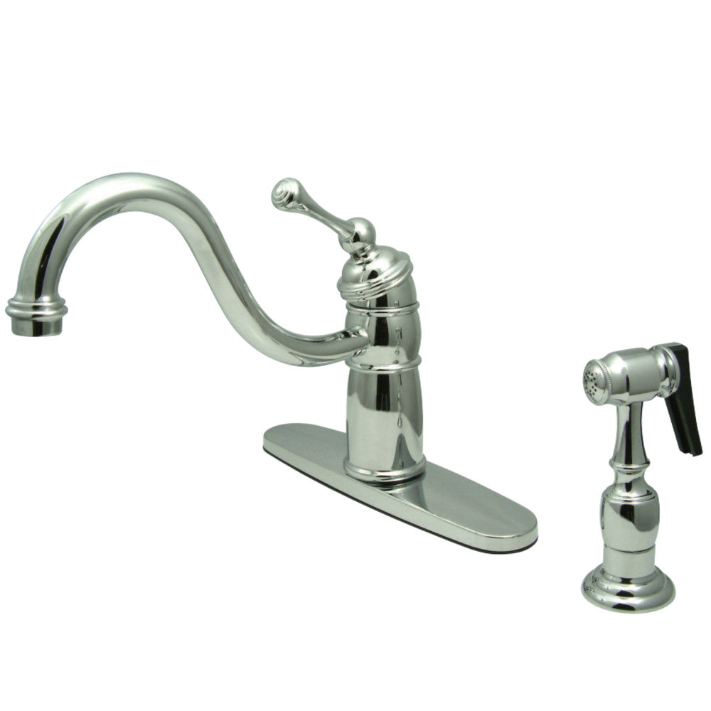 Victorian Mono Block Kitchen Faucet with Brass Sprayer