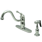 Victorian Mono Block Kitchen Faucet with Brass Sprayer