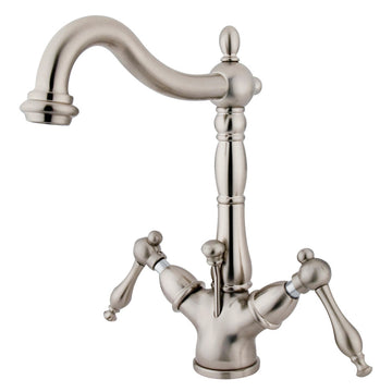 Naples Two-Handle Single Hole Deck Mount Bathroom Sink Faucet with Brass Pop-Up and Cover Plate