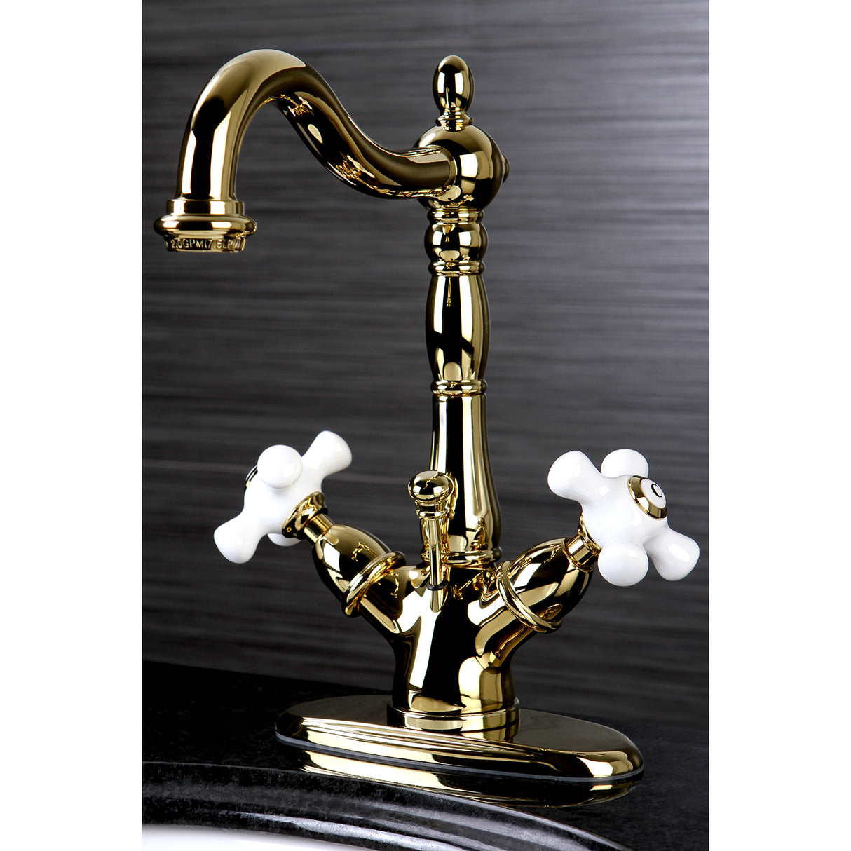 Heritage Two-handle Single Hole Deck Mount Bathroom Sink Faucet with Brass Pop Up & Cover Plate