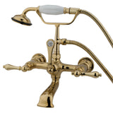 Vintage 7" Triple Handle Wall Mounted Clawfoot Tub Faucet With Handshower