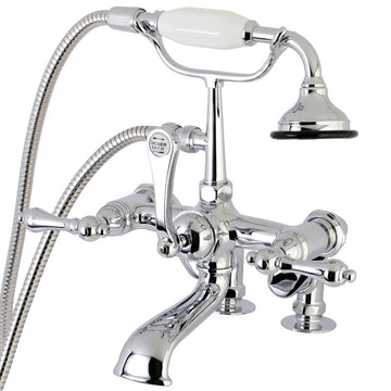 Auqa Vintage 7" Adjustable Clawfoot Tub Faucet With Hand Shower, Polished Chrome