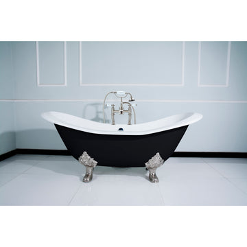 72-Inch Double Slipper Clawfoot Tub with 7-Inch Faucet Drillings