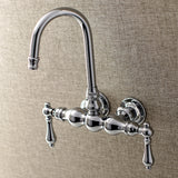 Vintage 3.4" Wall Mount Two Handle Tub Faucet In 4.0" Spout Reach