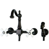 Heritage Wall Mount Bridge Kitchen Faucet W/ Brass Sprayer