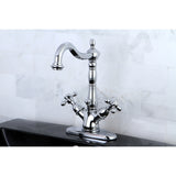 Two-handle Single Hole Deck Mount Bathroom Sink Faucet with Brass Pop-up and Cover Plate