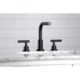 Manhattan Modern Widespread Bathroom Faucet with Brass Pop-Up