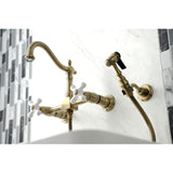 Heritage Wall Mount Bridge Kitchen Faucet W/ Brass Sprayer