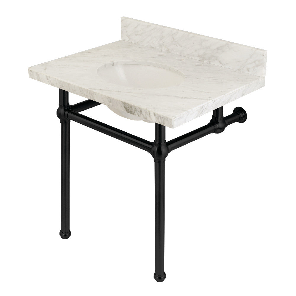 Templeton 30" X 22" Carrara Marble Vanity Top with Brass Feet Combo
