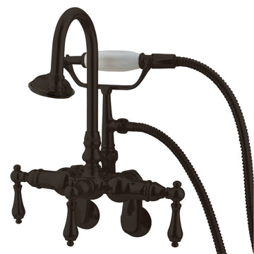 Vintage Adjustable Center Wall Mount Tub Faucet In 7.69 Spout Reach, Metal Handle