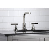 Manhattan Modern Widespread Bathroom Faucet with Brass Pop-Up