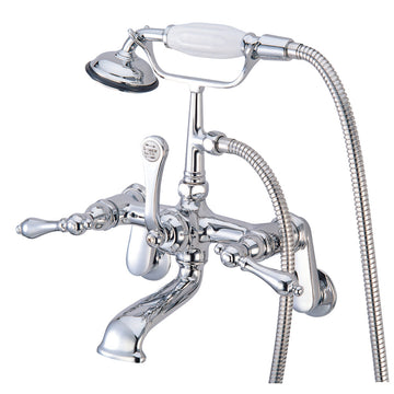 Vintage Wall Mount Clawfoot Tub Faucet with Hand Shower In 7.25" Spout Height